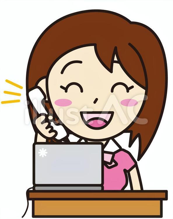 電話相談（女性）イラスト No 1234924／無料イラストなら「イラストAC」