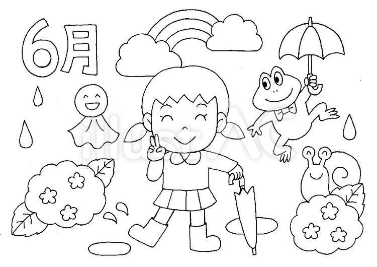 6月カレンダー塗り絵用イラスト No 1070119／無料イラストなら「イラストAC」