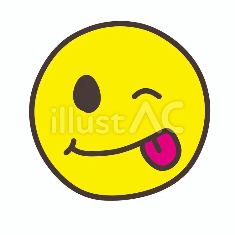 ゆるニコちゃん」Lineクリエイターズスタンプ - Stamplist 手描きニコちゃんマーク_ペロリイラスト - No: 1145564／無料イラストなら「イラストAc」