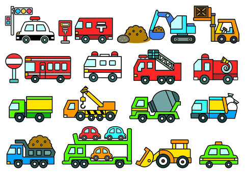 消防車手描きイラスト／無料イラストなら「イラストAc」 クレーン車イラスト／無料イラストなら「イラストAc」