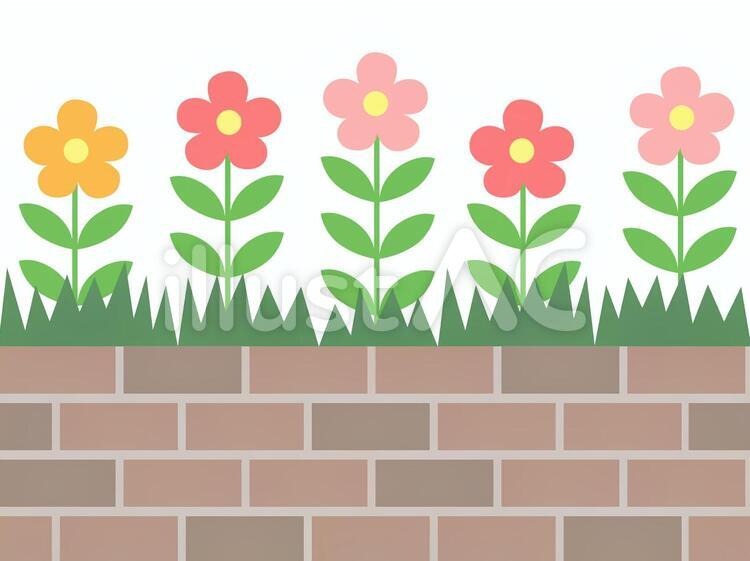 花壇の花～高品質な無料のフリーイラスト素材集 レンガ花壇（花）イラスト - No: 387315／無料イラストなら「イラストAc」