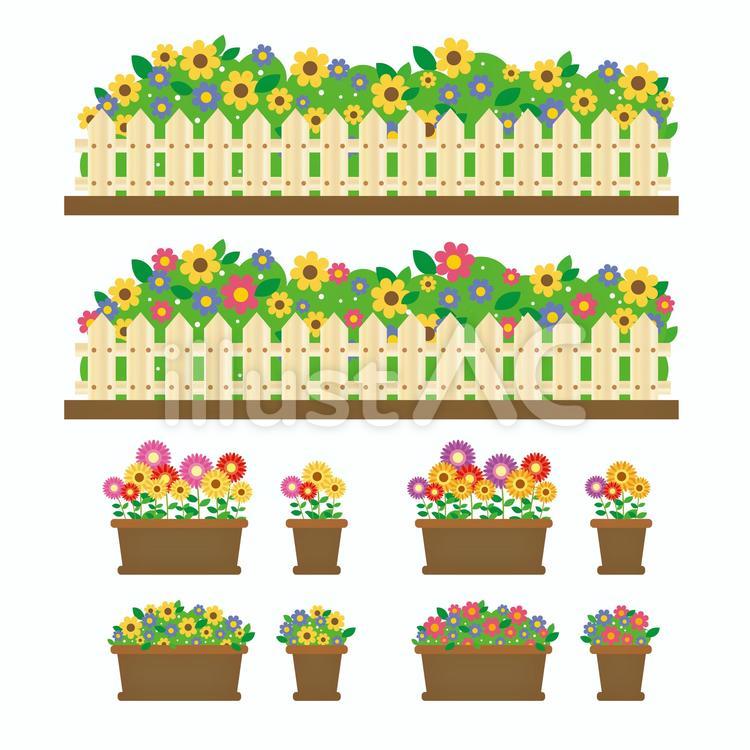 花壇の花～高品質な無料のフリーイラスト素材集 花壇イラスト - No: 698126／無料イラストなら「イラストAc」