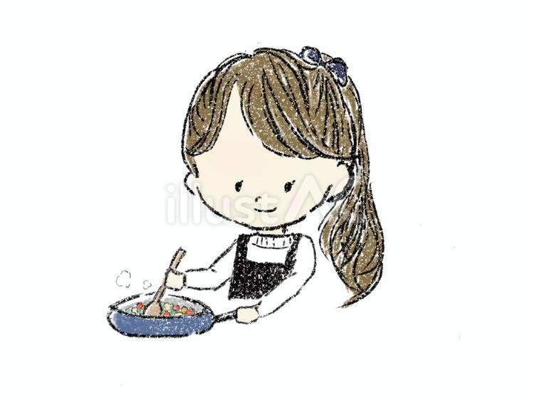 Free Vectors Simple line drawing♪ Girl cooking