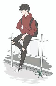 Leaning On It - Clip Studio Assets 寄りかかるイラスト／無料イラストなら「イラストAc」