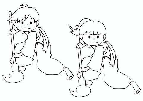 大きな筆を持つ書道家のイラスト（男性） | かわいいフリー素材集 いらすとや 書道パフォーマンスイラスト／無料イラストなら「イラストAc」