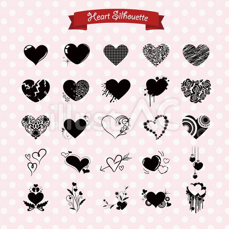 3 ハートのシルエットイラスト - No: 1218143／無料イラストなら「イラストAc」