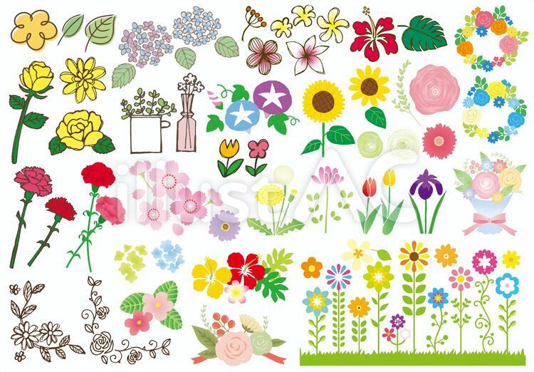 色んなタッチの四季の花イラスト No 433009／無料イラストなら「イラストAC」