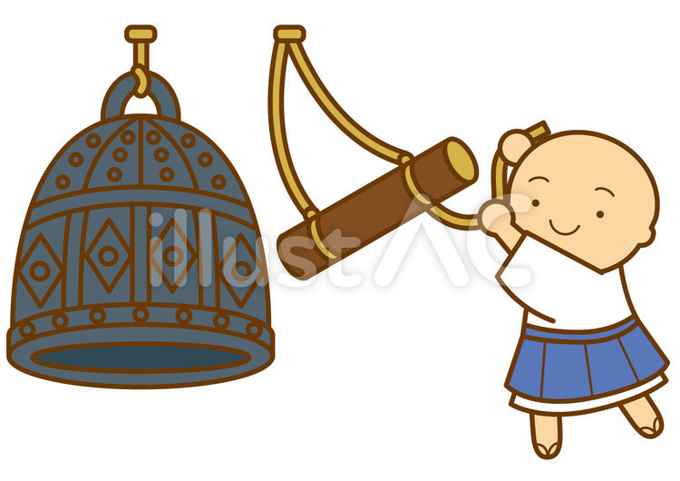 商用フリー・無料イラスト_除夜の鐘_大晦日_初詣 | 商用Ok!フリー素材集「ナイスなイラスト」 除夜の鐘4Cイラスト - No: 628048／無料イラストなら「イラストAc」