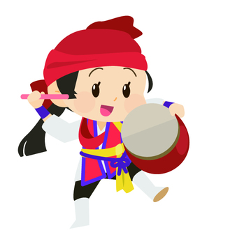 エイサーシーサー（大太鼓）青の無料素材 - イラスト沖縄（おきなわ） エイサーイラスト／無料イラストなら「イラストAc」