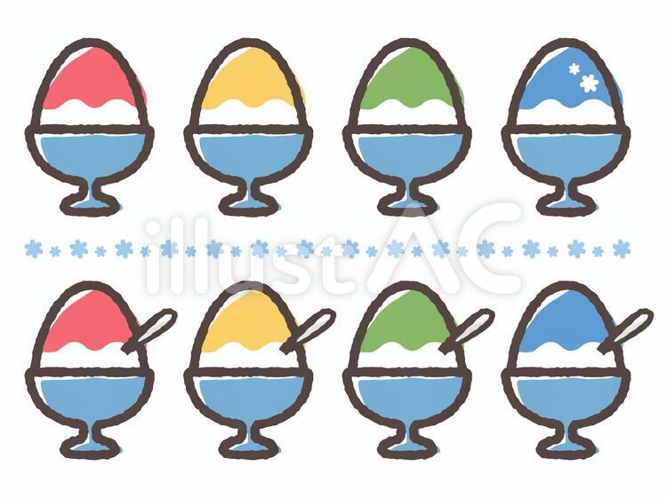 かき氷カップ_手書きイラスト - No: 447848／無料イラストなら「イラストAc」 手書き風かき氷セットイラスト - No: 1491130／無料イラストなら「イラストAc」