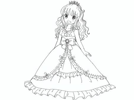 ぬりえ |ダウンロード｜リカちゃん｜タカラトミー お姫様 塗り絵イラスト／無料イラストなら「イラストAc」