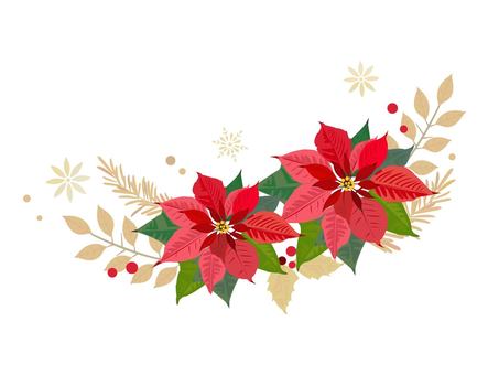 雪とポインセチア クリスマス素材 | イラスト無料｜イラストの知りたい！ ポインセチアイラスト／無料イラストなら「イラストAc」