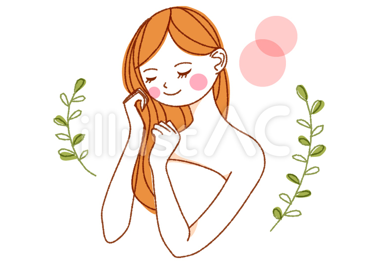 音楽を聴いてリラックスしている女性のイラスト | 無料のフリー素材 イラストエイト 女性 美容 リラックスイラスト - No: 1720688／無料イラストなら「イラストAc」