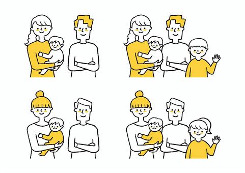 シンプルでおしゃれな家族の似顔絵＊ イラスト Cota 通販｜Creema(クリーマ) ハンドメイド・手作り・クラフト作品の販売サイト 3人家族イラスト／無料イラストなら「イラストAc」