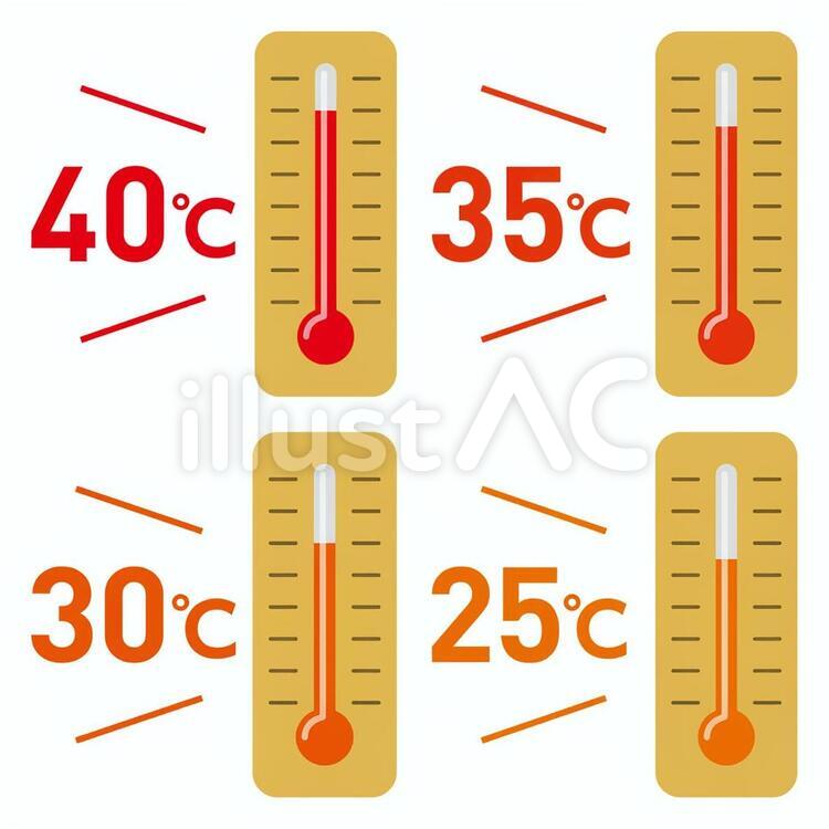 いろいろな温度の温度計のイラスト | かわいいフリー素材集 いらすとや 温度計-06（夏の気温セット）イラスト - No: 1594255／無料イラストなら「イラストAc」