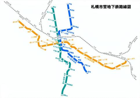 チカテツ「100知りのススメ」 札幌市営地下鉄 路線図イラスト - No: 999012／無料イラストなら「イラストAc」