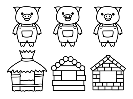 1 三匹の子ブタイラスト／無料イラストなら「イラストAc」