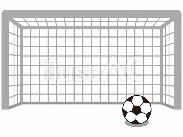 無料イラスト] ゴールネットとサッカーボール - パブリックドメインQ：著作権フリー画像素材集 サッカーゴールイラスト - No: 1558937／無料イラストなら「イラストAc」