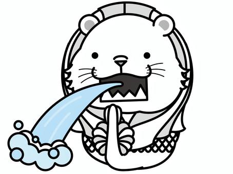 商品詳細『【今夜もゲロリ！宴会・飲み会グッズ！比喩表現としてのマーライオン！】レッテルシリーズ マーライオンWithもんじゃ焼き(イラスト のみVer)｜ファブリックボード・縦｜410×318(Mm)』デザインTシャツ通販Clubt マーライオンイラスト／無料イラストなら「イラストAc」