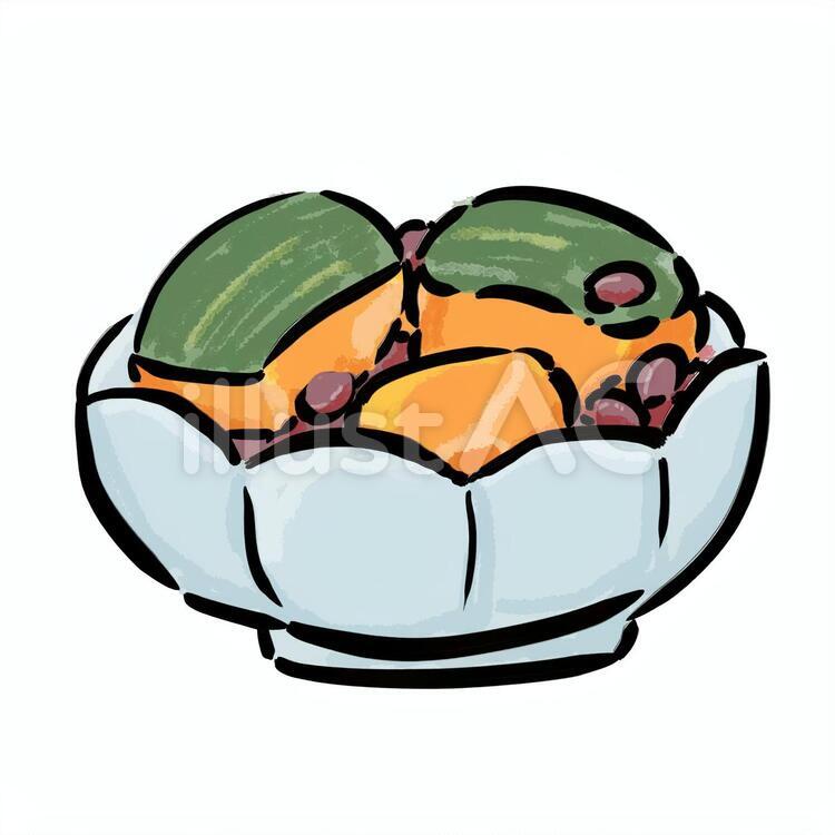 冬至のイメージ１（南瓜・小豆・柚子） | イラスト無料Ddbank 冬至かぼちゃイラスト - No: 1201180／無料イラストなら「イラストAc」