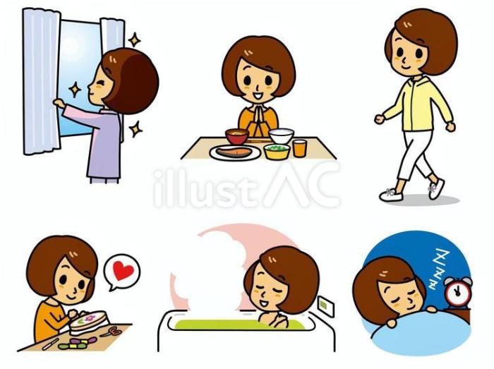 健康的な一日 女性イラスト - No: 23790656｜無料イラスト・フリー素材なら「イラストAC」