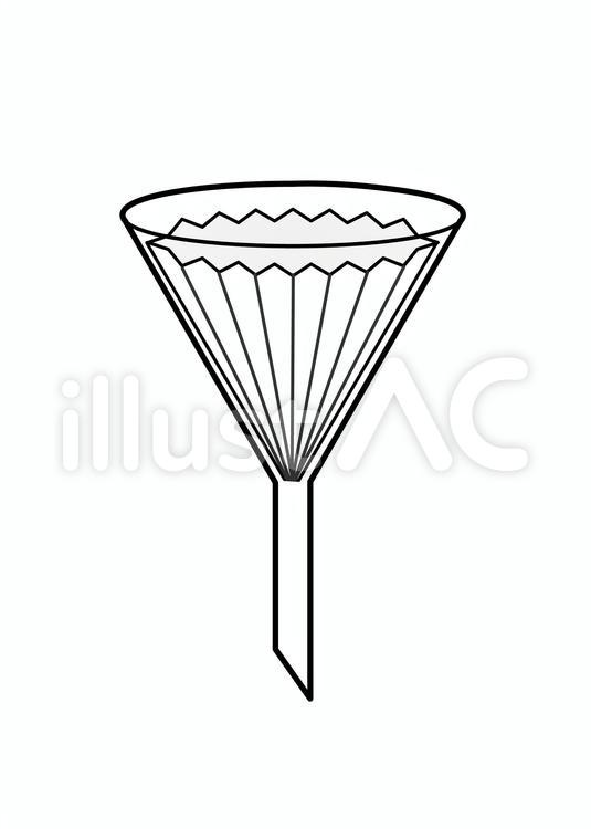 Web教材イラスト図版工房 / R_C1M_ろ紙の折り方 ひだ折りろ紙入りろうとイラスト - No: 2302497／無料イラストなら「イラストAc」