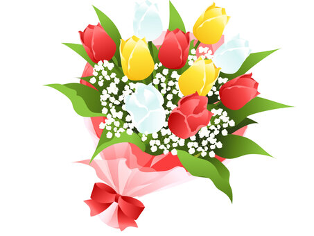 ブーケの人気デザインTop5☆「先輩花嫁が選んだ理由は？」｜ゼクシィ チューリップ花束イラスト／無料イラストなら「イラストAc」