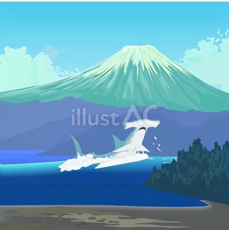 Free Vectors Hammerhead shark jumping in Suruga Bay