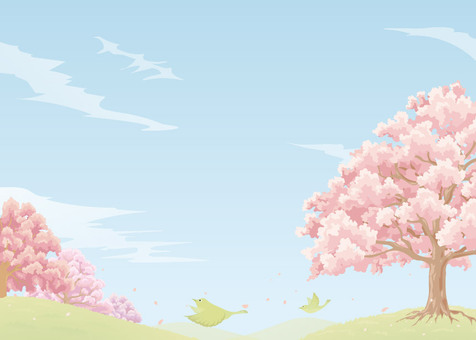 フリーイラスト] 梅の枝に止まるウグイスと春の小川の風景でアハ体験 - Gahag | 著作権フリー写真・イラスト素材集 春の風景イラスト／無料イラストなら「イラストAc」