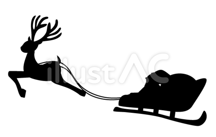 トナカイシルエット（Csai・Png・Jpg） | 無料イラスト素材｜素材ラボ サンタとトナカイシルエットイラスト - No: 626118／無料イラストなら「イラストAc」