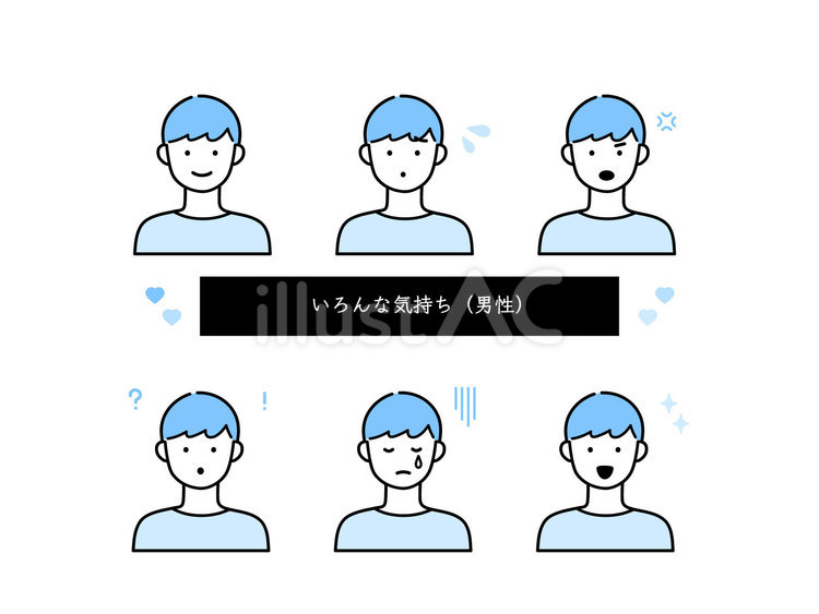 Free Vectors Various facial expressions of men Blue collar