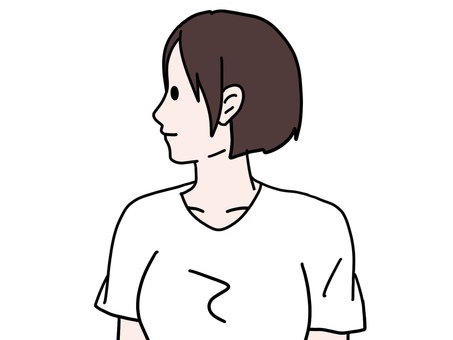 無料イラスト 【透過Png】上を向いて高いところを見ている人2 横を向くイラスト／無料イラストなら「イラストAc」