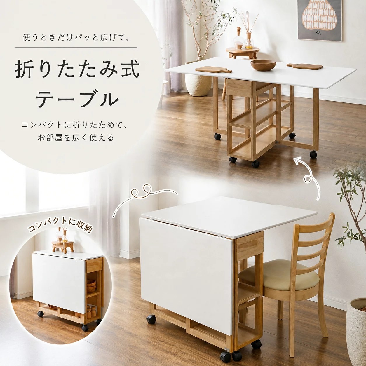 【楽天市場】Tamami3815さんのリビングテーブル 伸縮 ダイニング テーブル 折りたたみテーブル 両バタフライ