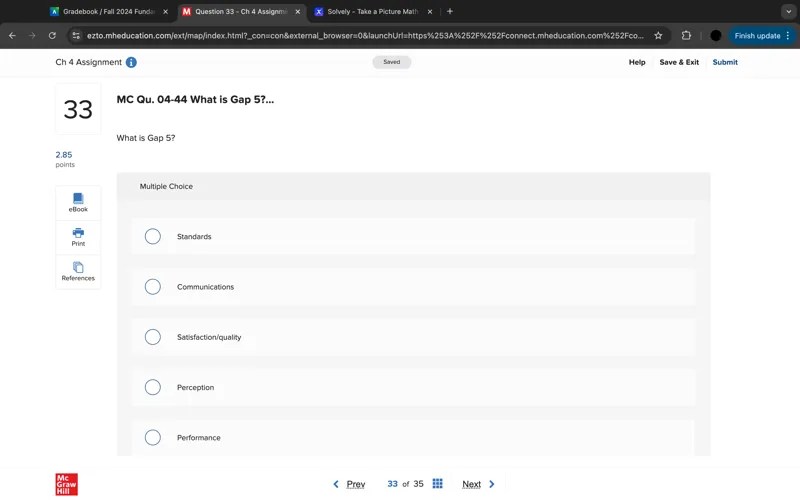 What is Gap 5 ? 2.85 points Multiple Choice Stand Solvely