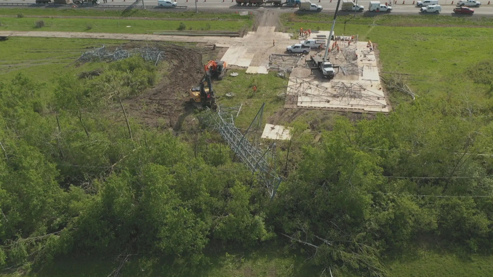 Drone video shows damaged hydro towers, toppled trees after Ottawa