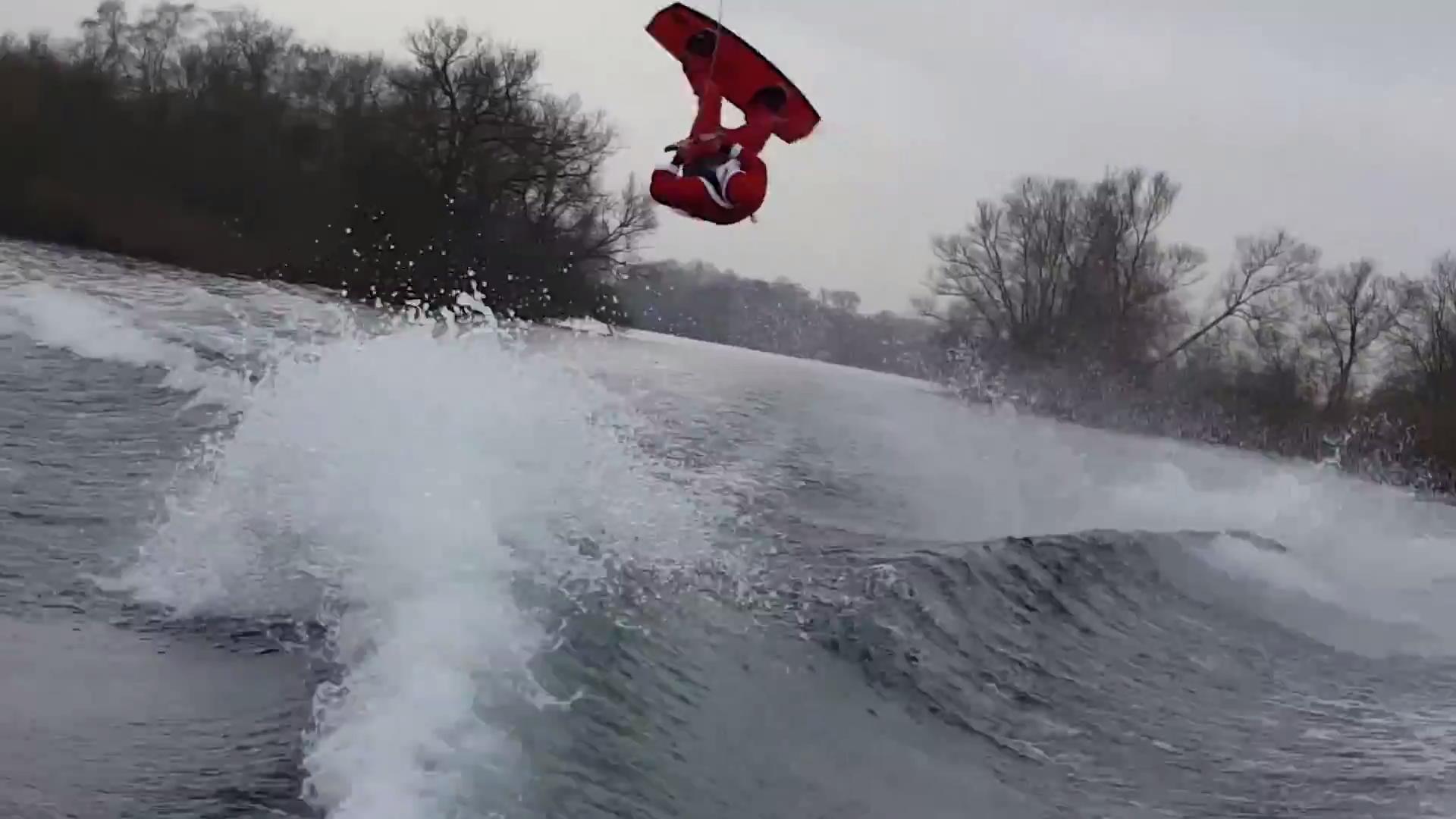 Guy in Santa Costume Rides Wakeboard Jukin Licensing