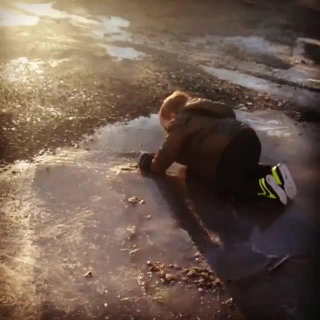Toddler Learning to Walk Slips on Ice Jukin Licensing
