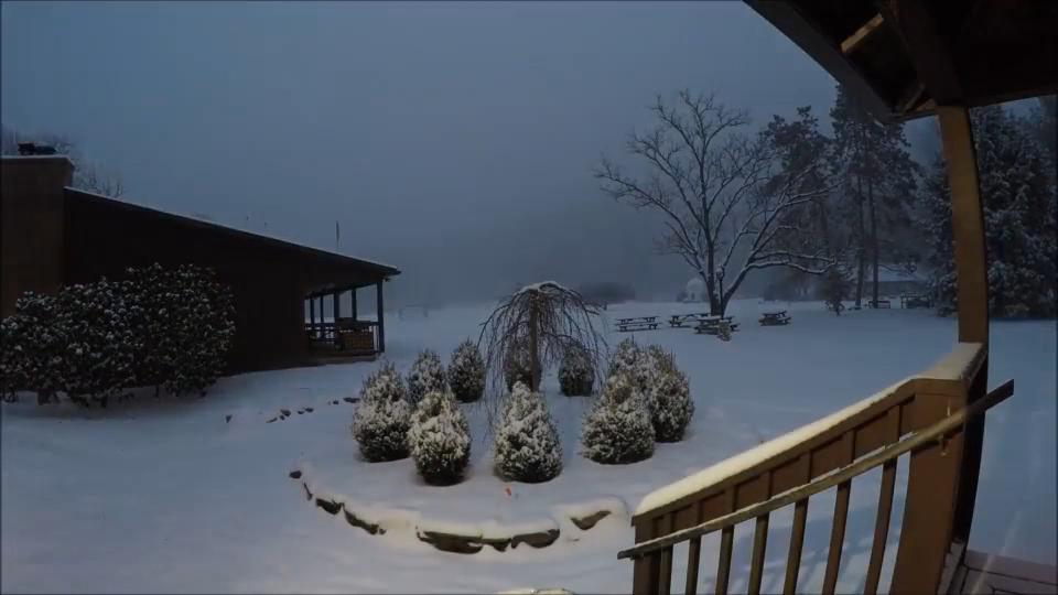 Timelapse Of Snowfall In Williamsport, Pennsylvania Overlooking Garden