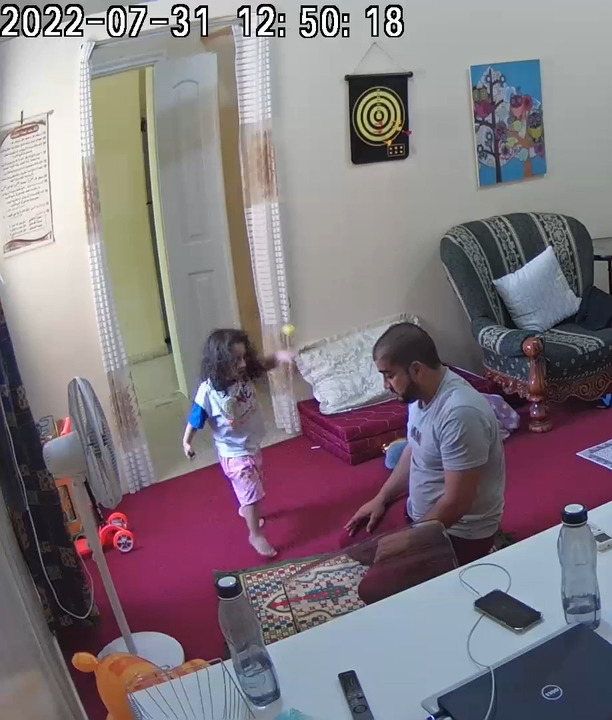 Daughter Throws Little Toy Brick at Dad Because He Threw Away the Stool