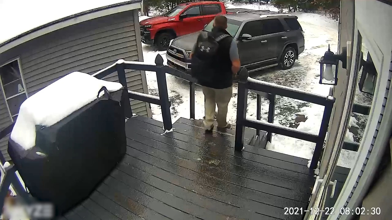 Guy Falls Off Slippery Stairs While Getting Out of House in Maine