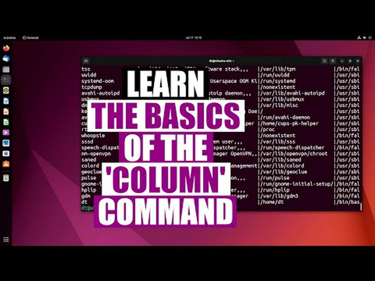 Display file contents in columns with the "column" command