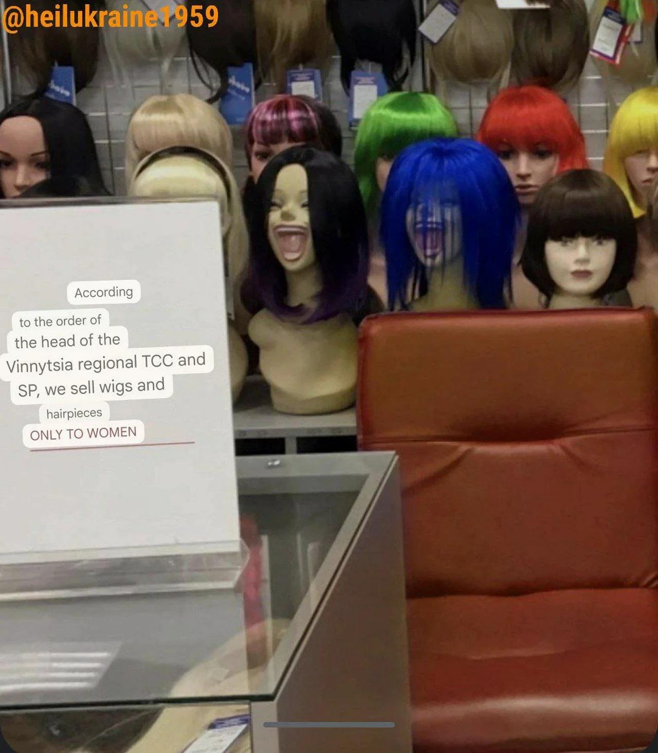 Shops in Ukraine are now not allowed to sell wigs to men, only to women