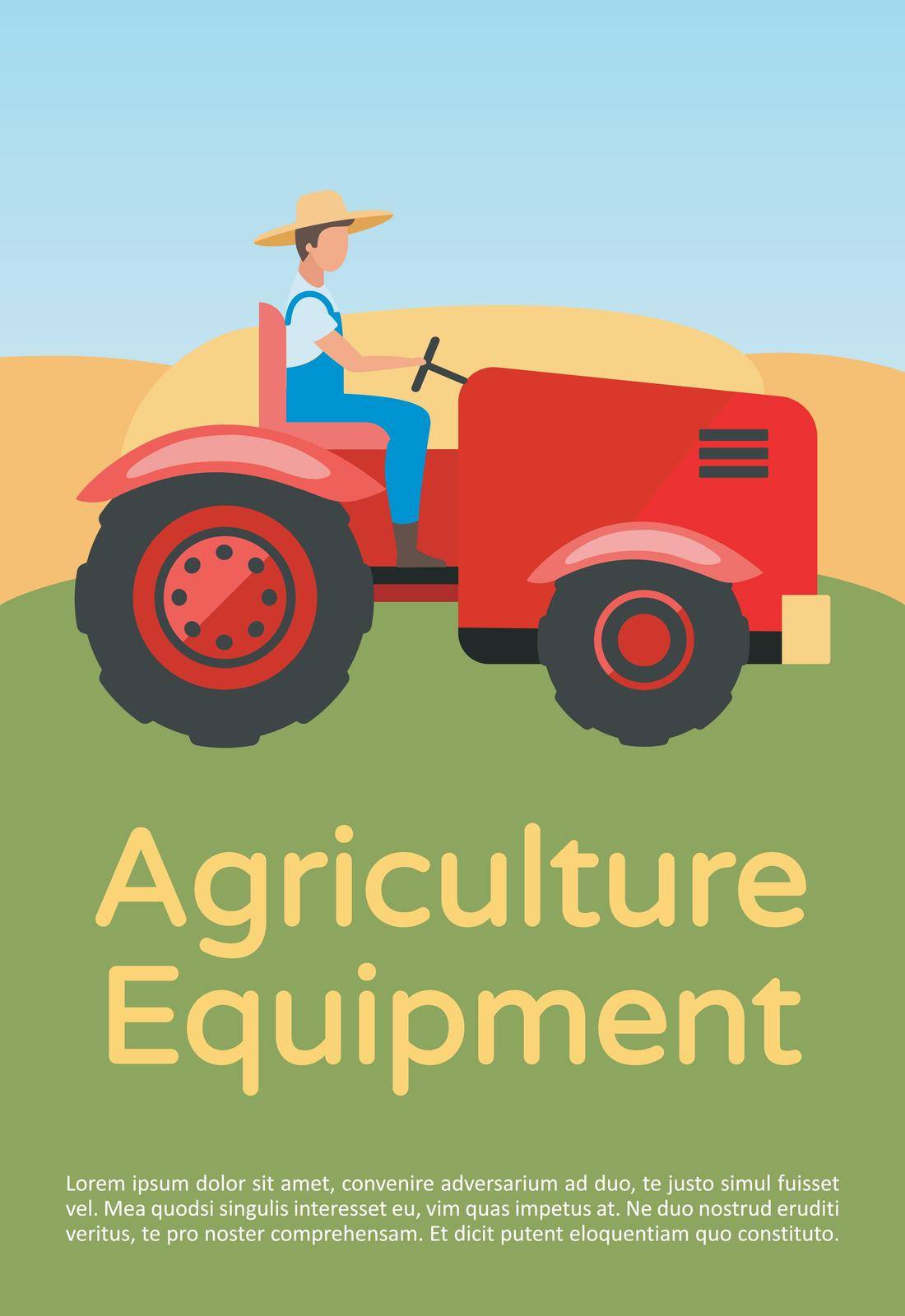 Agriculture equipment brochure template. Farming machinery, tractor