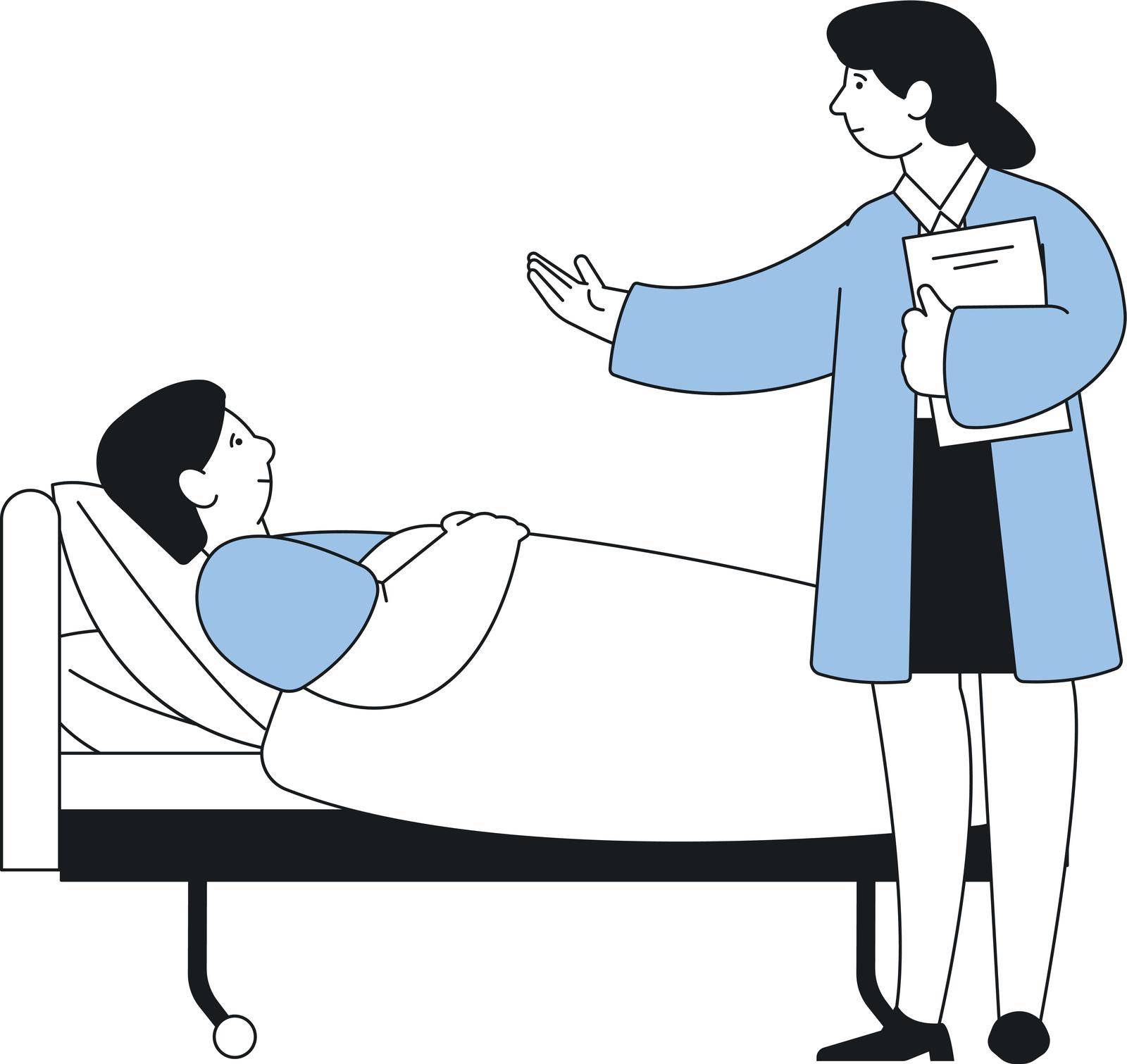 Female doctor caring about patient in hospital bed Stock Image