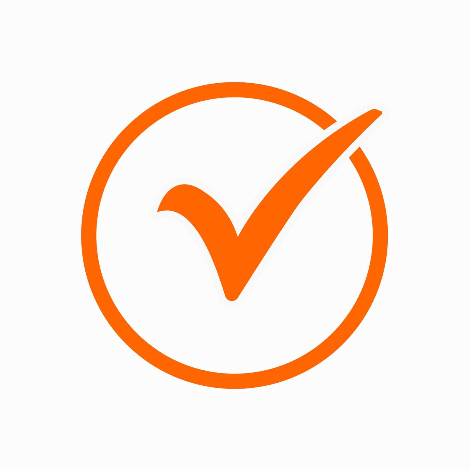 Orange check mark icon. Tick symbol in orange color, vector