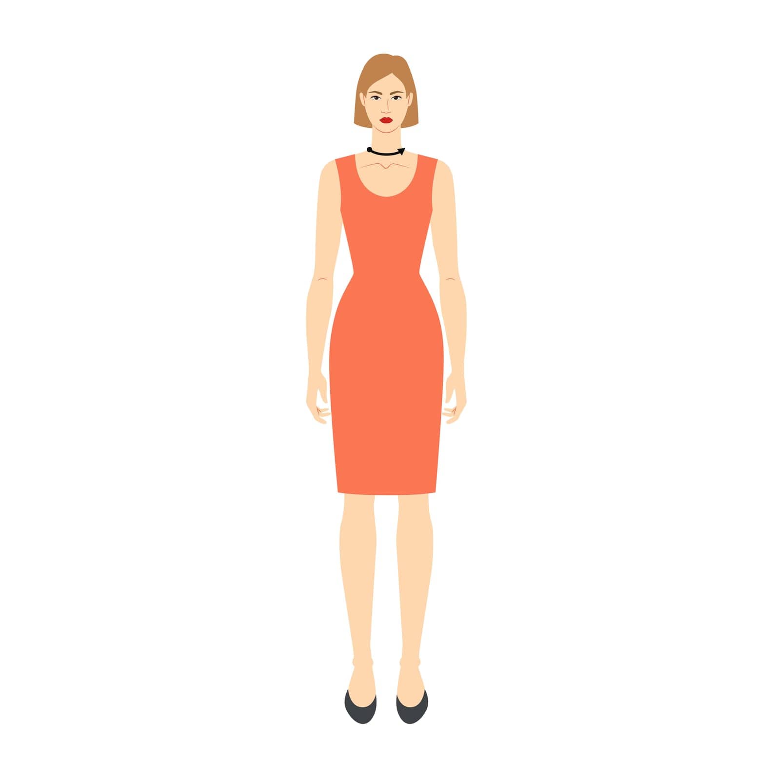Women to do neck size measurement body with arrows fashion Illustration