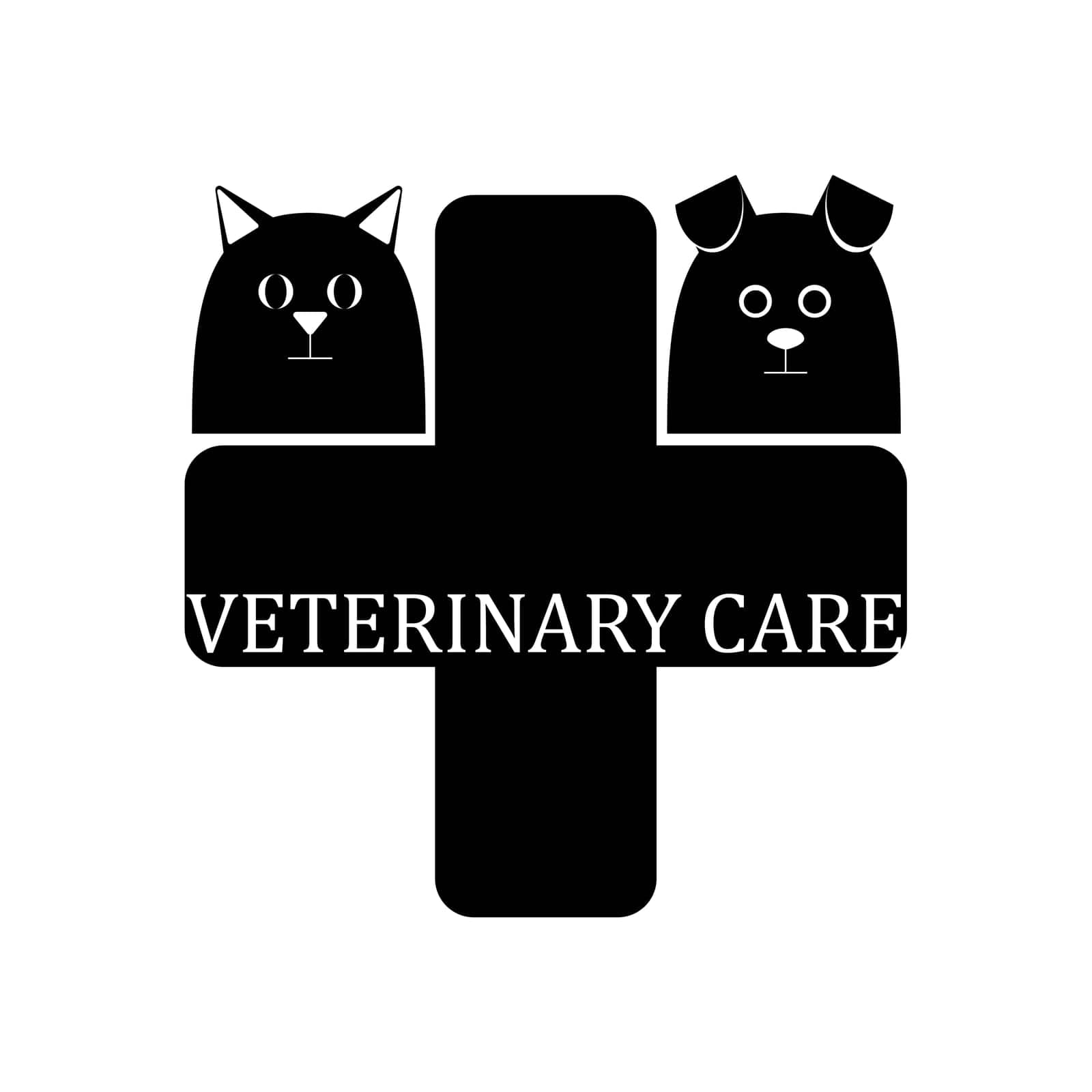 Black and white veterinary care logo. Isolated on white background