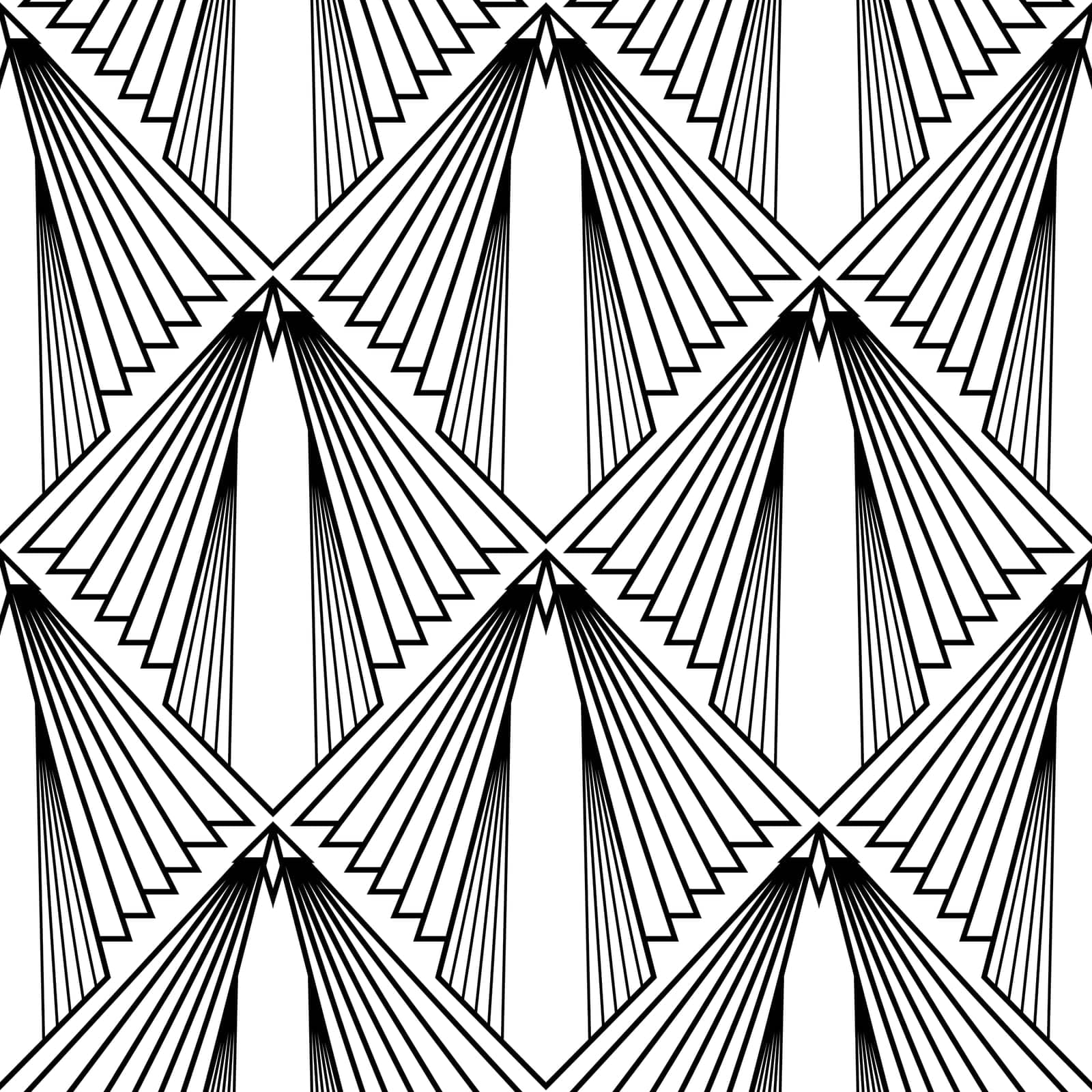 Art Deco Wallpaper. Black and white seamless pattern in roaring