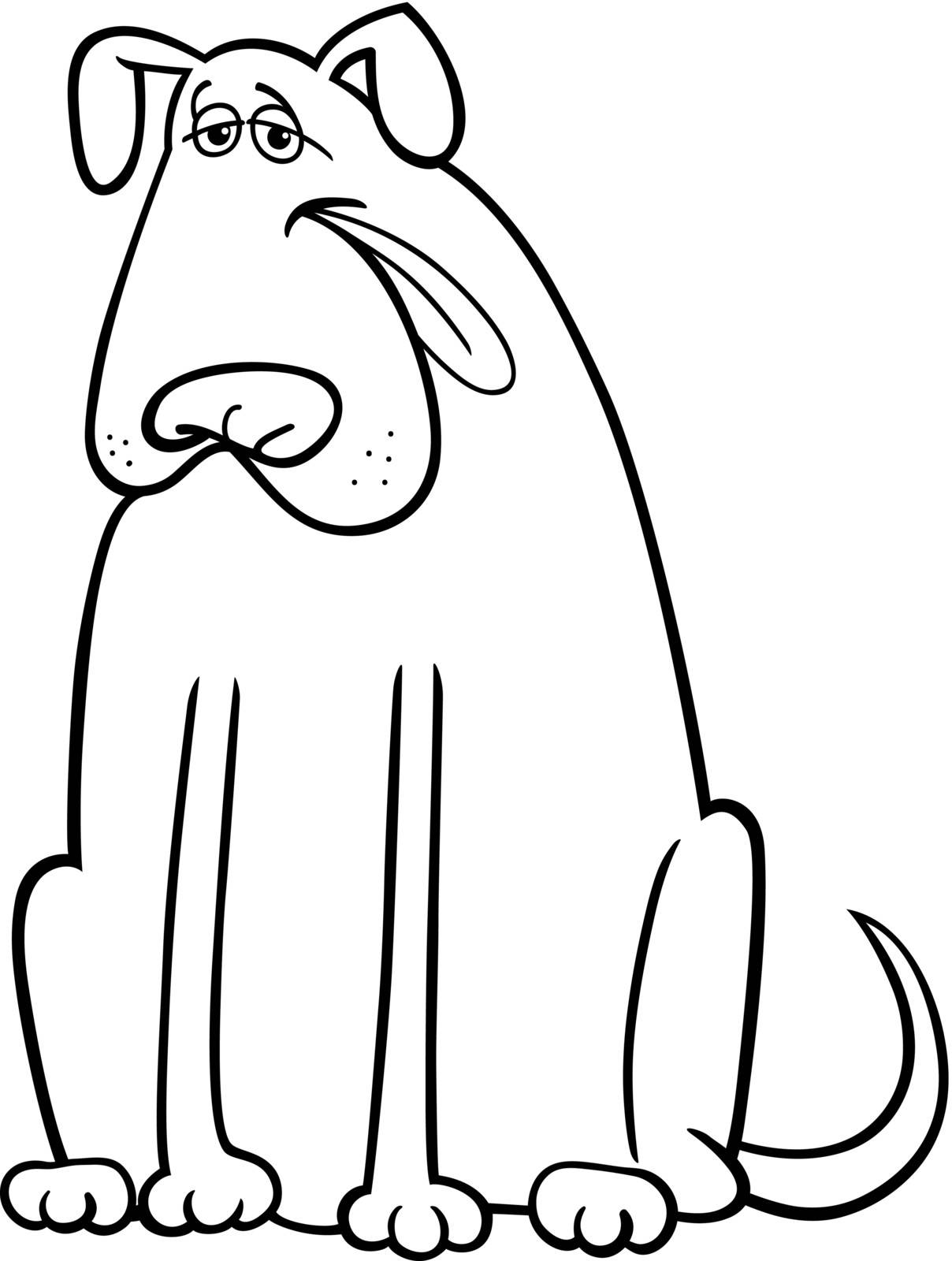 big dog cartoon illustration for coloring book Stock Image