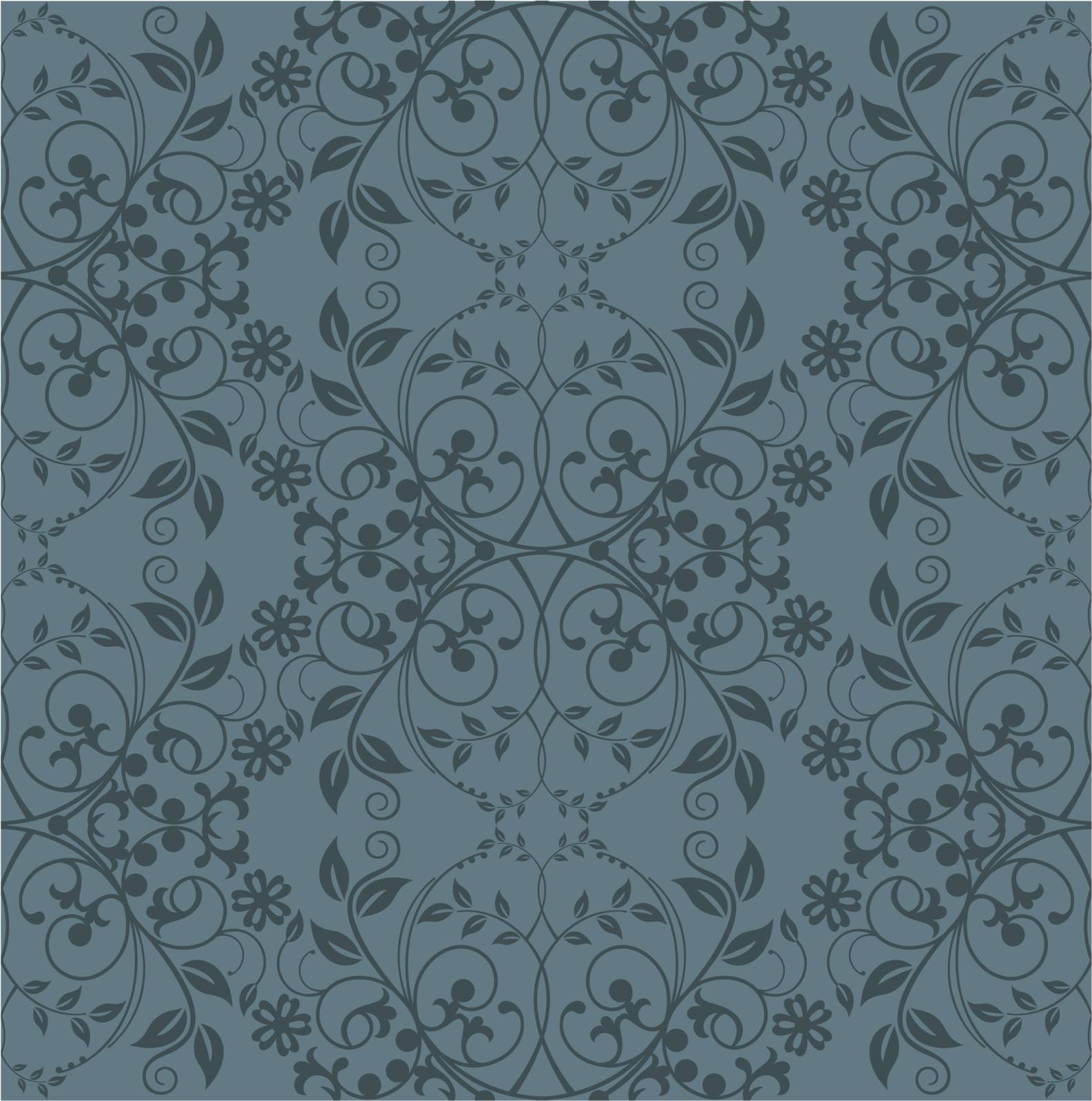 Seamless grey floral wallpaper pattern Stock Image